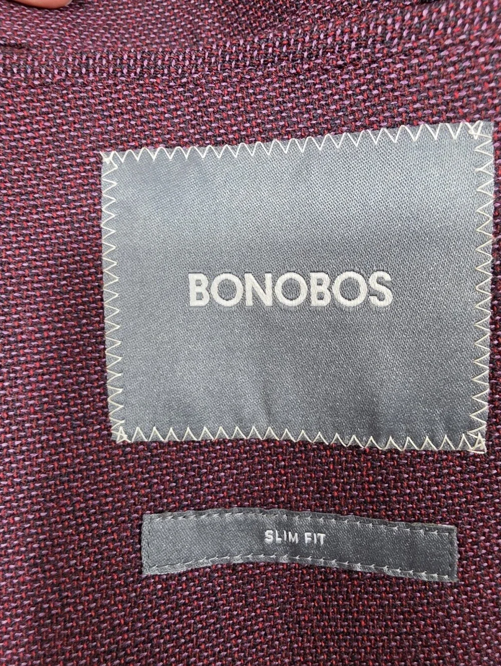 Bonobos Slim Fit Wool Knit Two Button Wine Color Blazer Suit Coat Sport Jacket